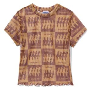 INAMORATA Bambi Baby Tee in Brown Check *sold out online*